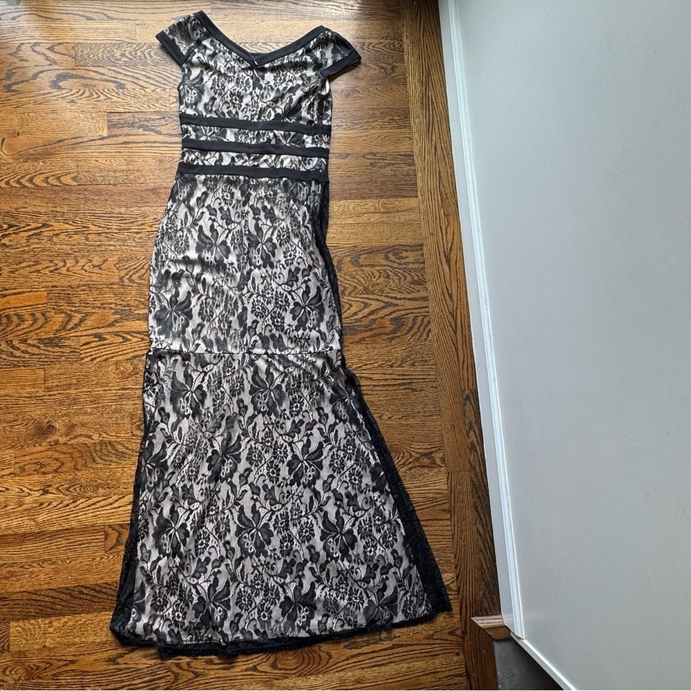 Melrose Vintage Black Lace Whimsygoth Evening Gown 4 - Picture 14 of 16